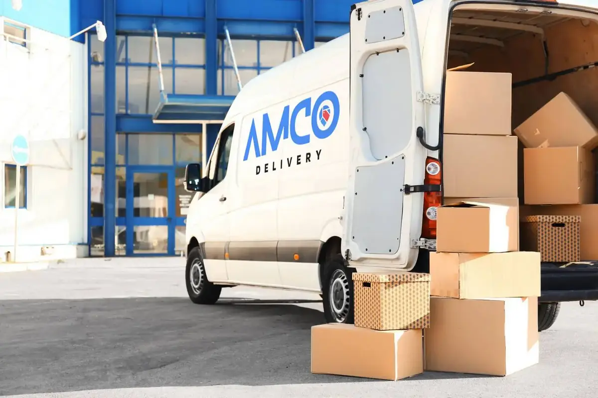 AMCO Delivery van loaded with packages ready for same-day courier service in Seattle